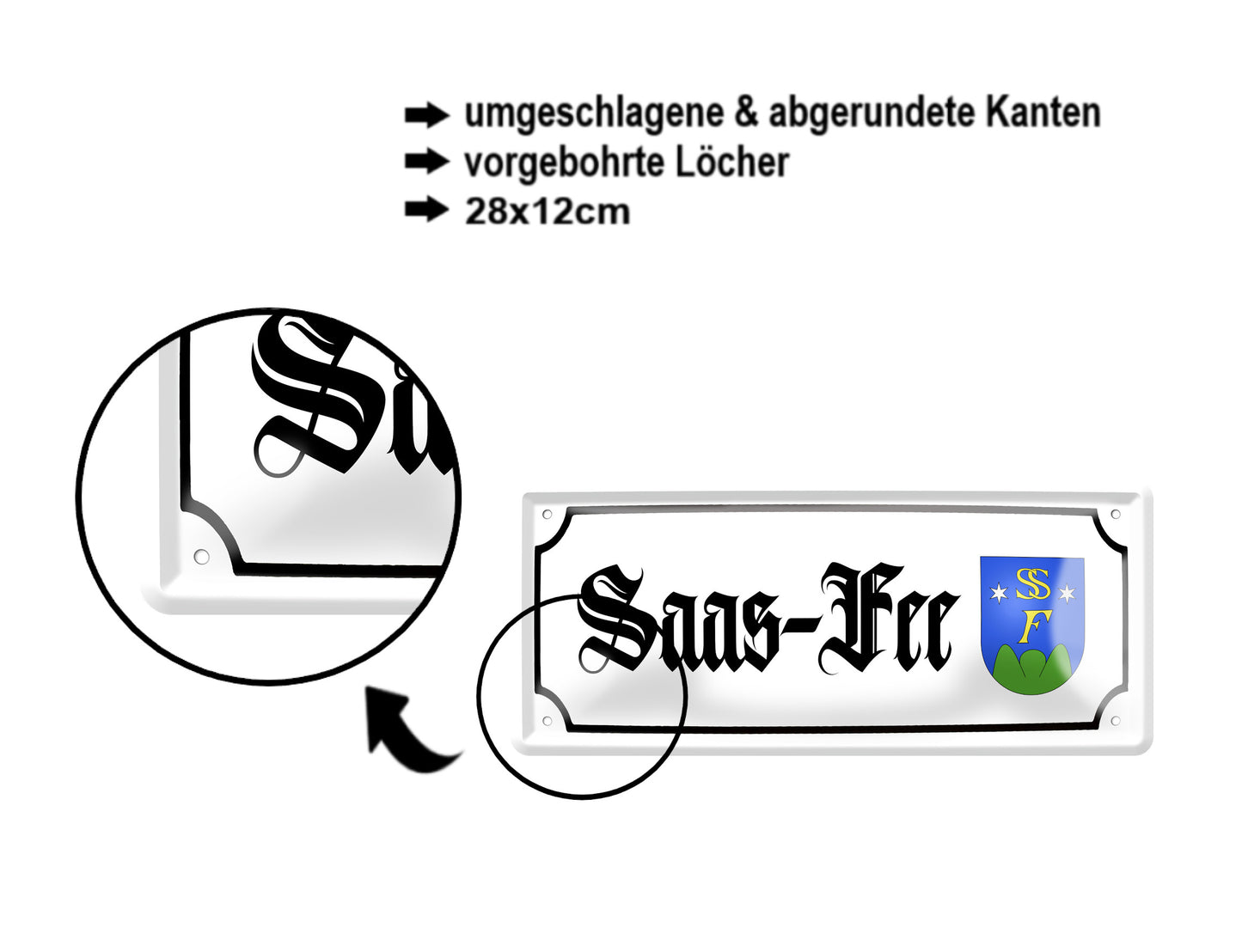 Blechschild ''Saas-Fee (wappen)'' 28x12cm