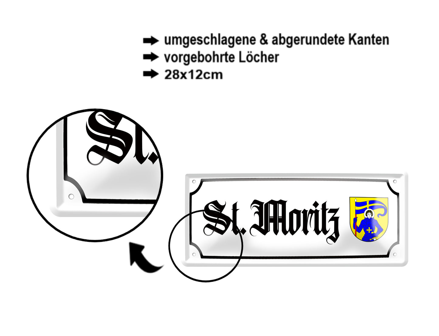 Blechschild ''St. Moritz (wappen)'' 28x12cm