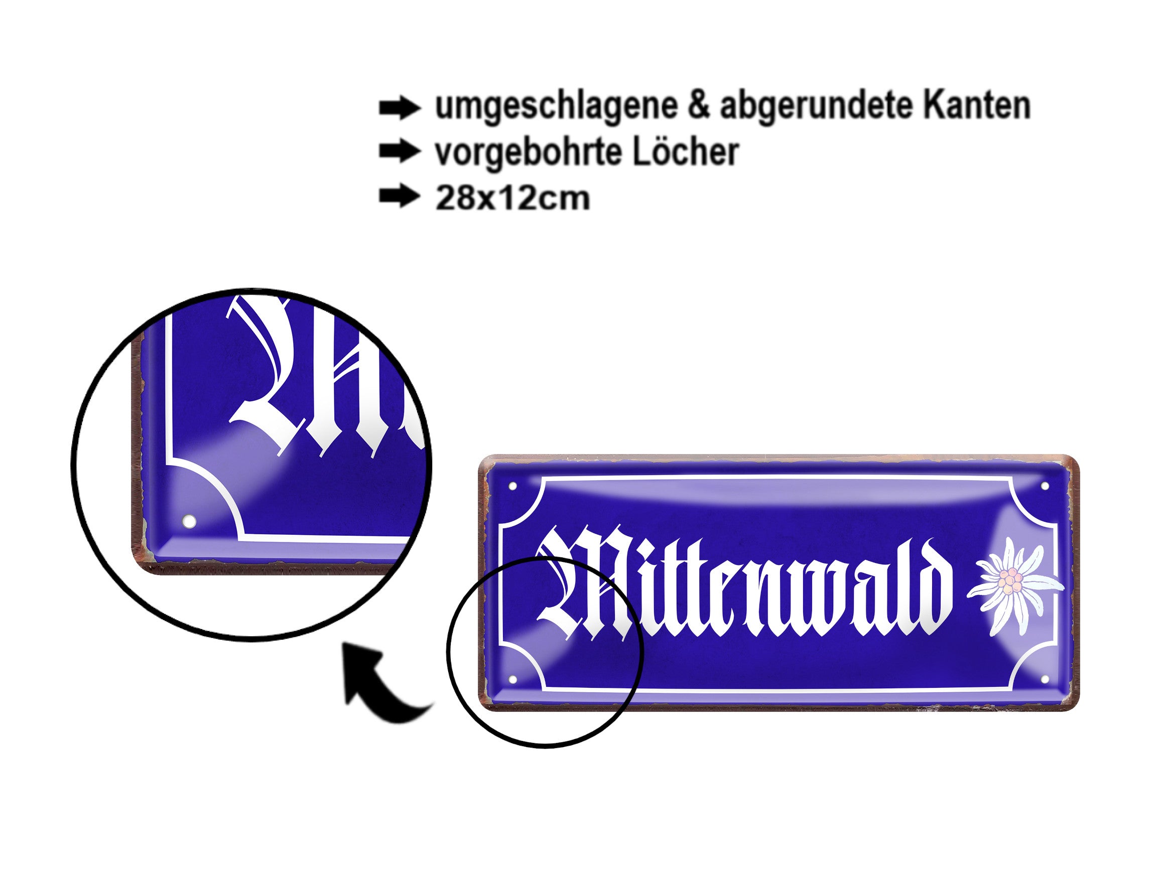 Blechschild ''Mittenwald'' 28x12cm