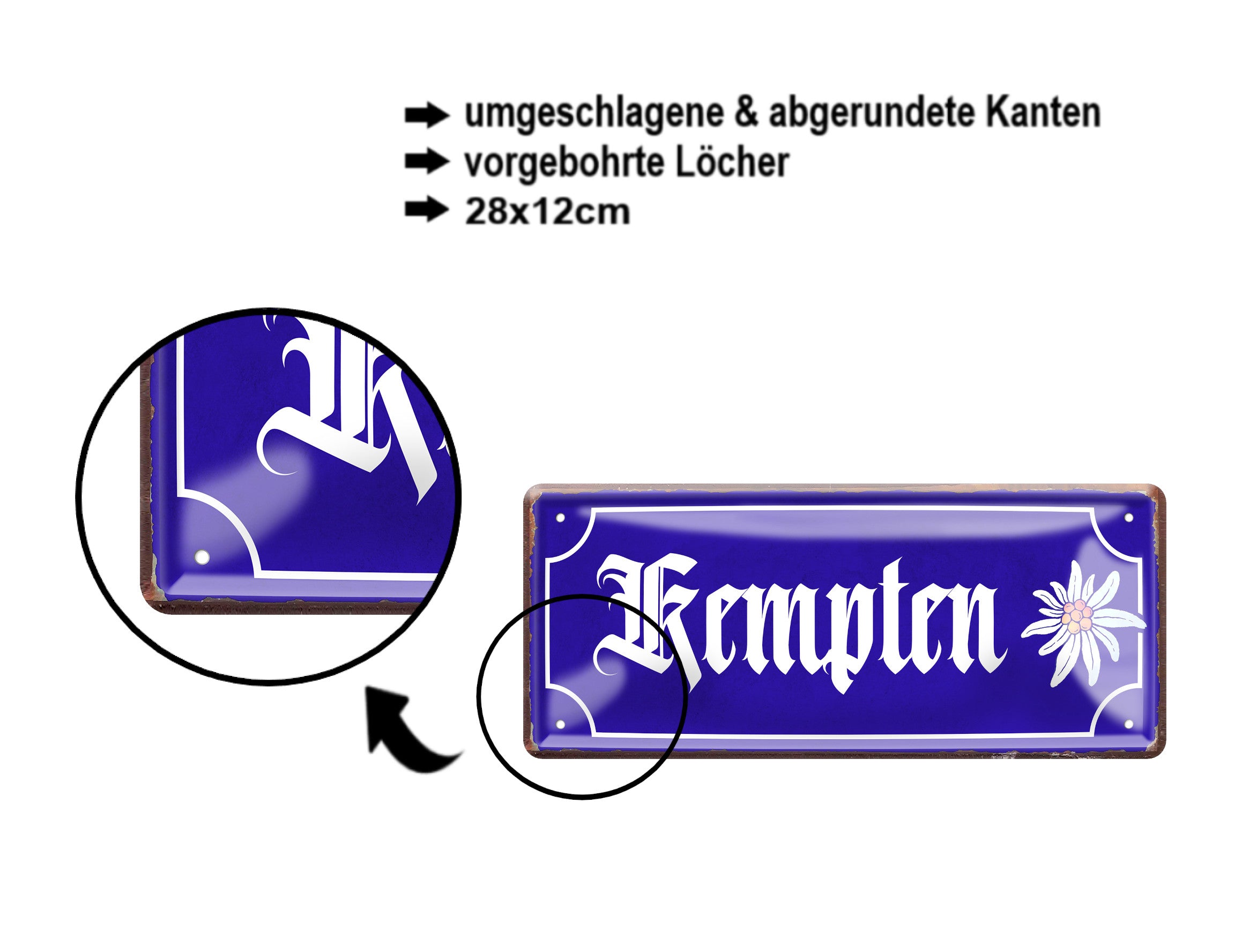 Blechschild ''Kempten'' 28x12cm