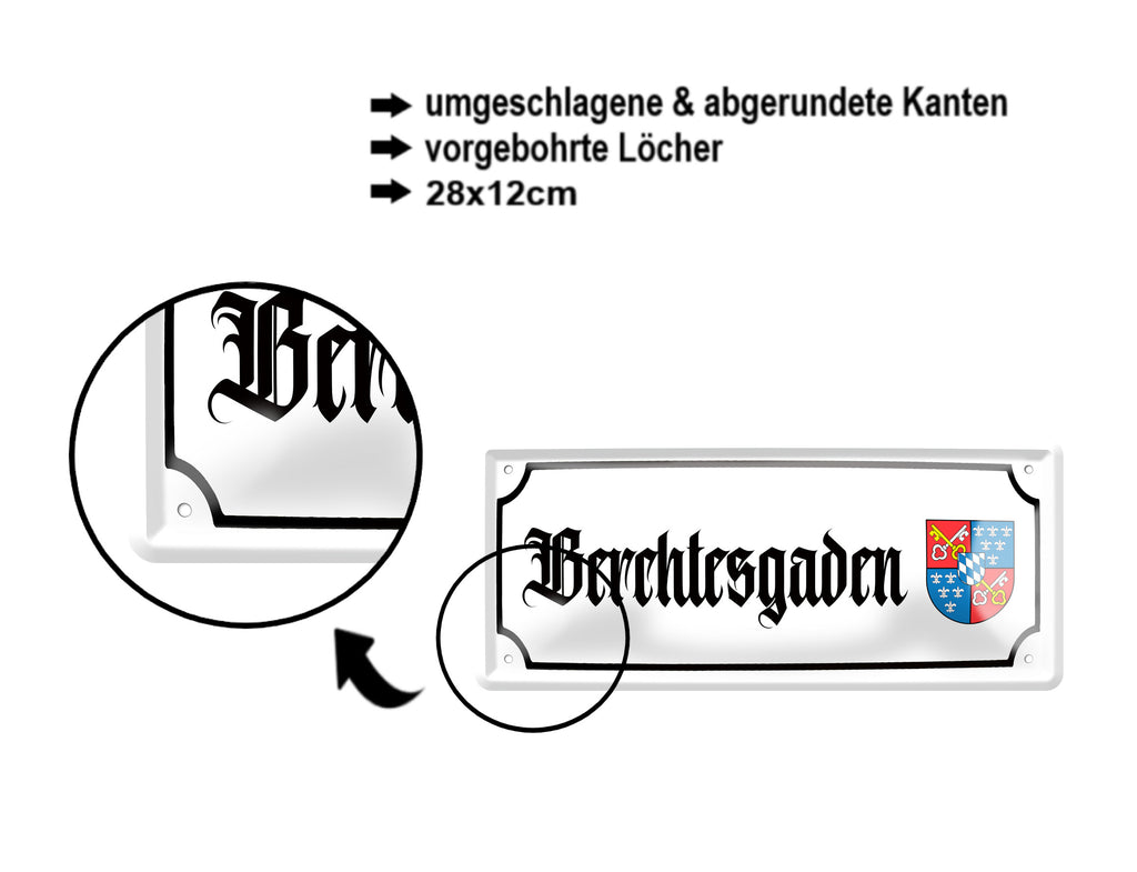 Blechschild ''Berchtesgarden (wappen)'' 28x12cm