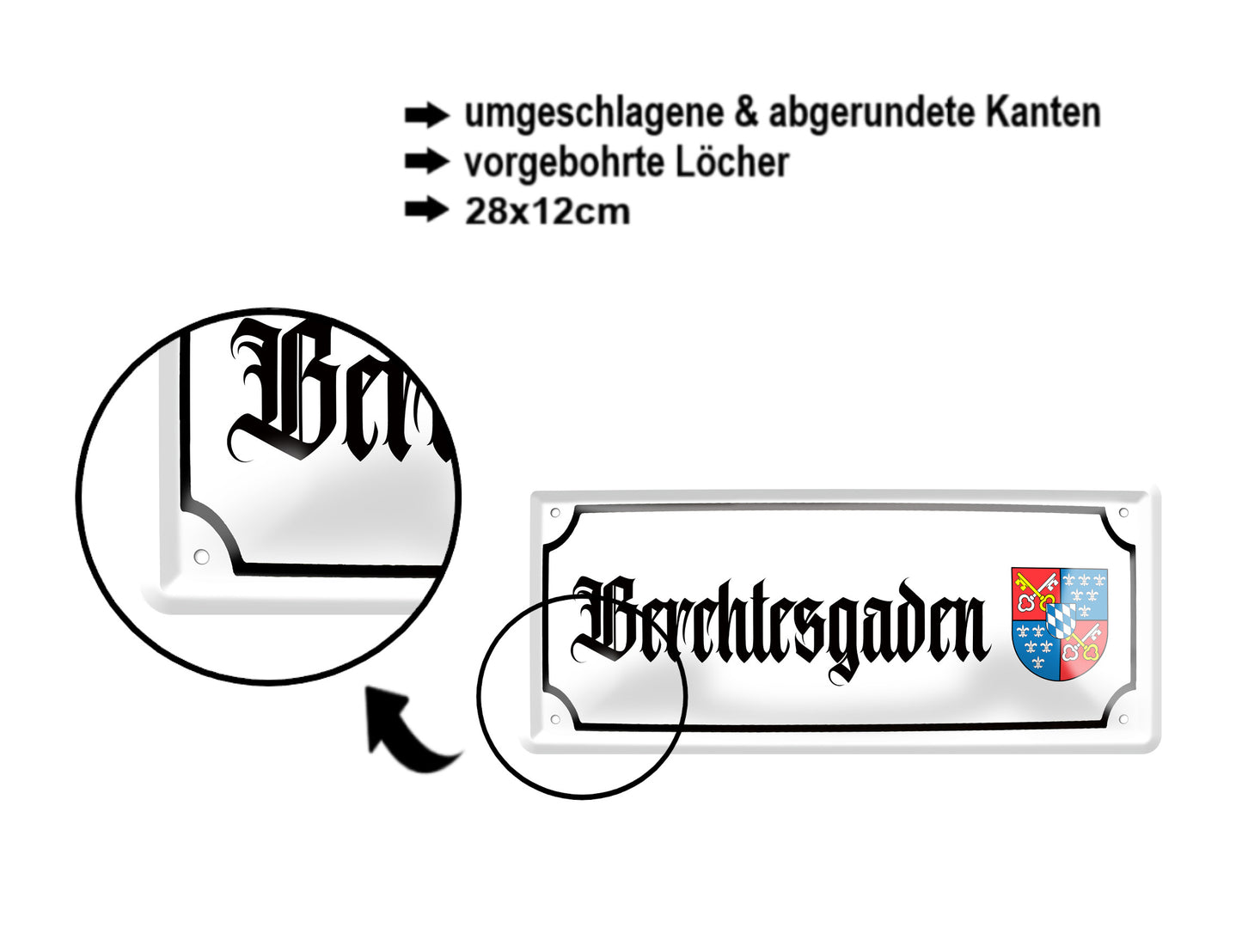 Blechschild ''Berchtesgarden (wappen)'' 28x12cm