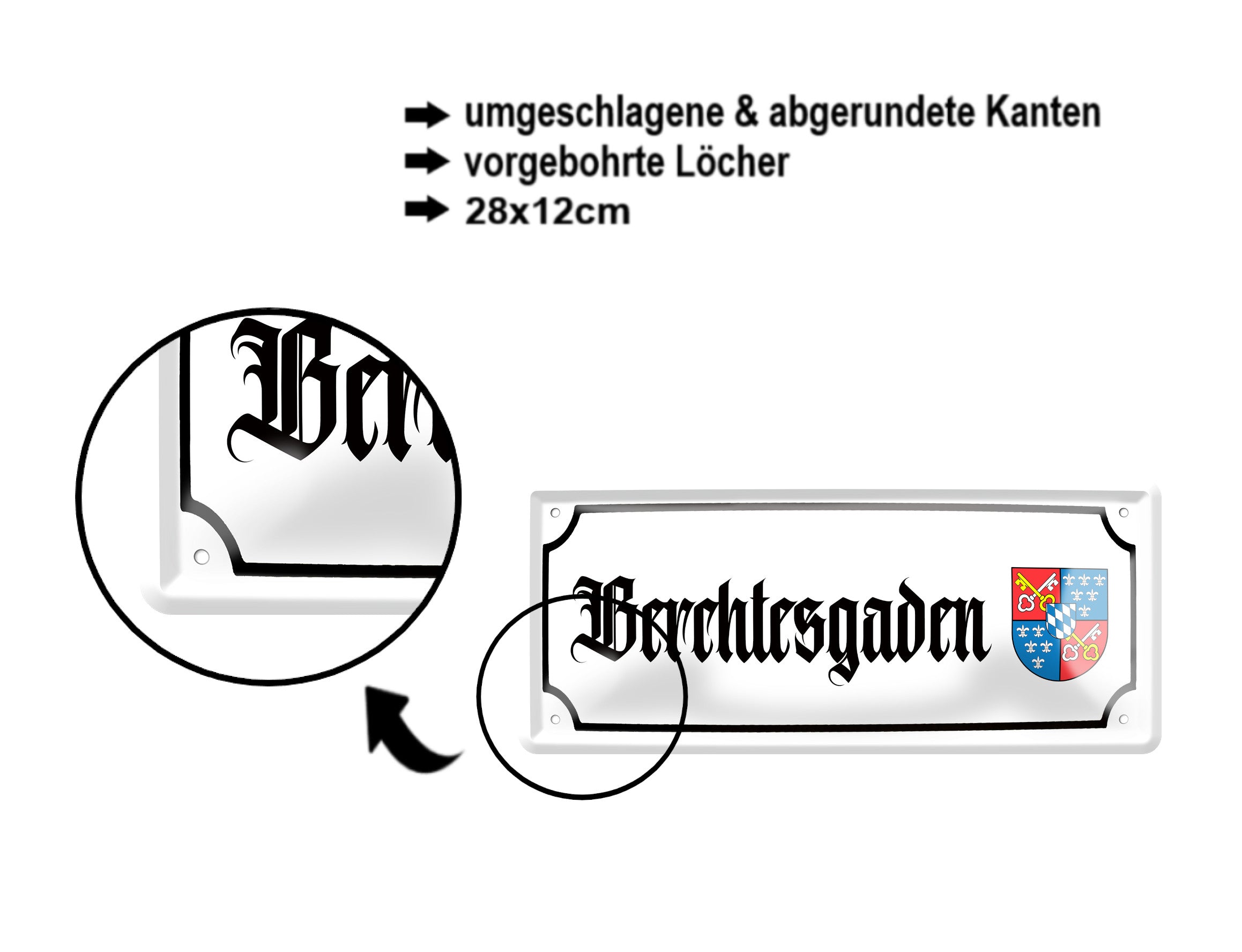Blechschild ''Berchtesgarden (wappen)'' 28x12cm