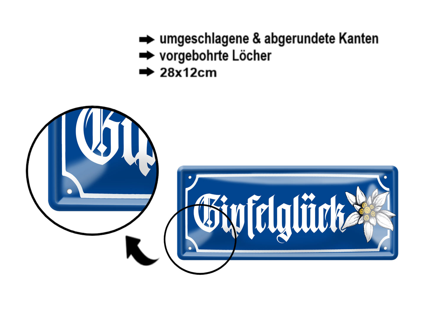 Blechschild ''Gipfelglück'' 28x12cm