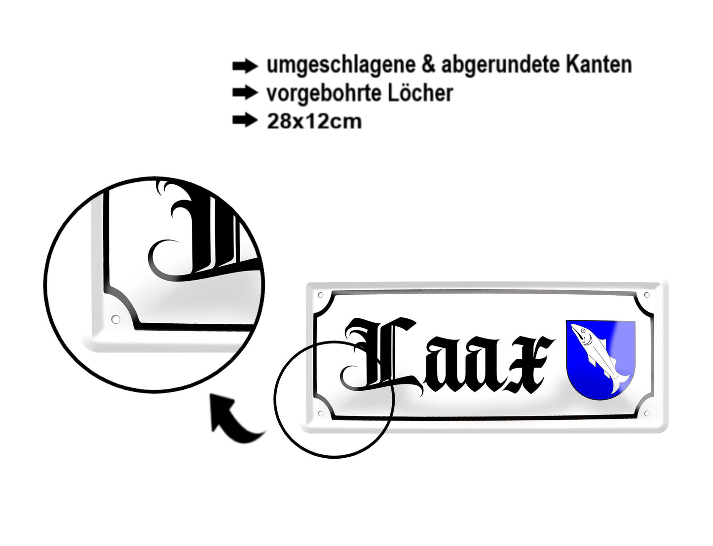 Blechschild ''Laax (wappen)'' 28x12cm