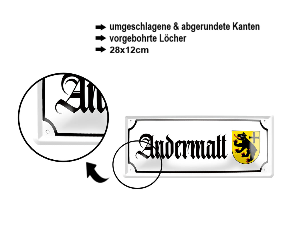 Blechschild ''Andermatt (wappen)'' 28x12cm