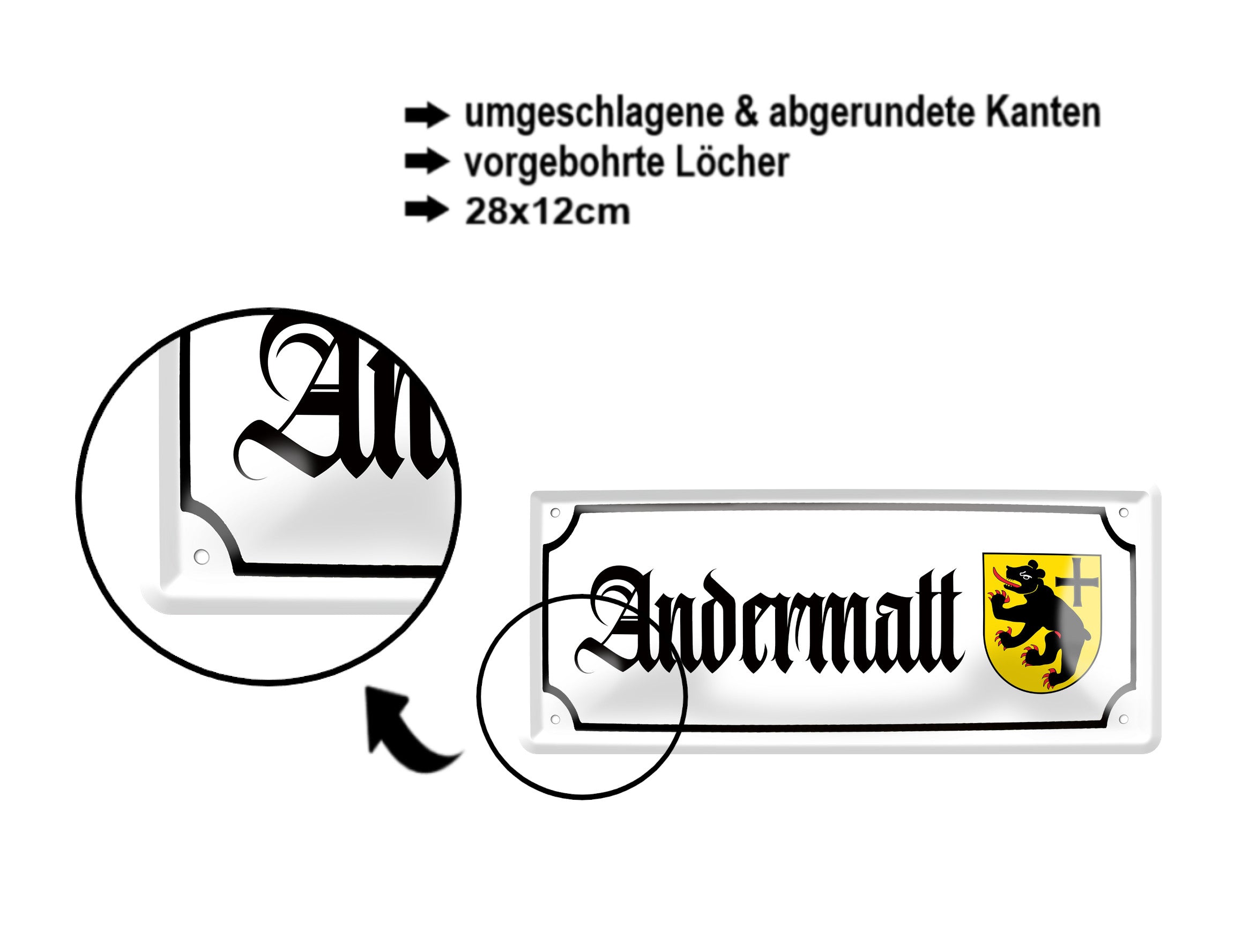 Blechschild ''Andermatt (wappen)'' 28x12cm