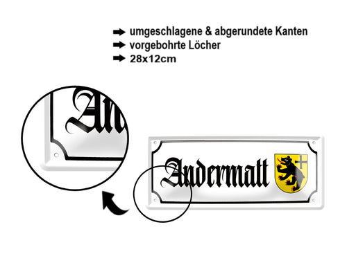 Blechschild ''Andermatt (wappen)'' 28x12cm