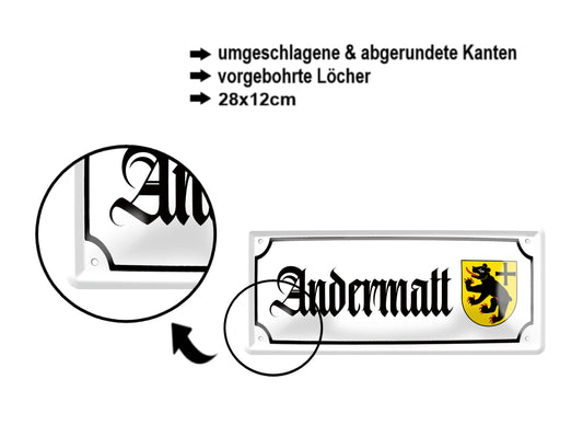 Blechschild ''Andermatt (wappen)'' 28x12cm