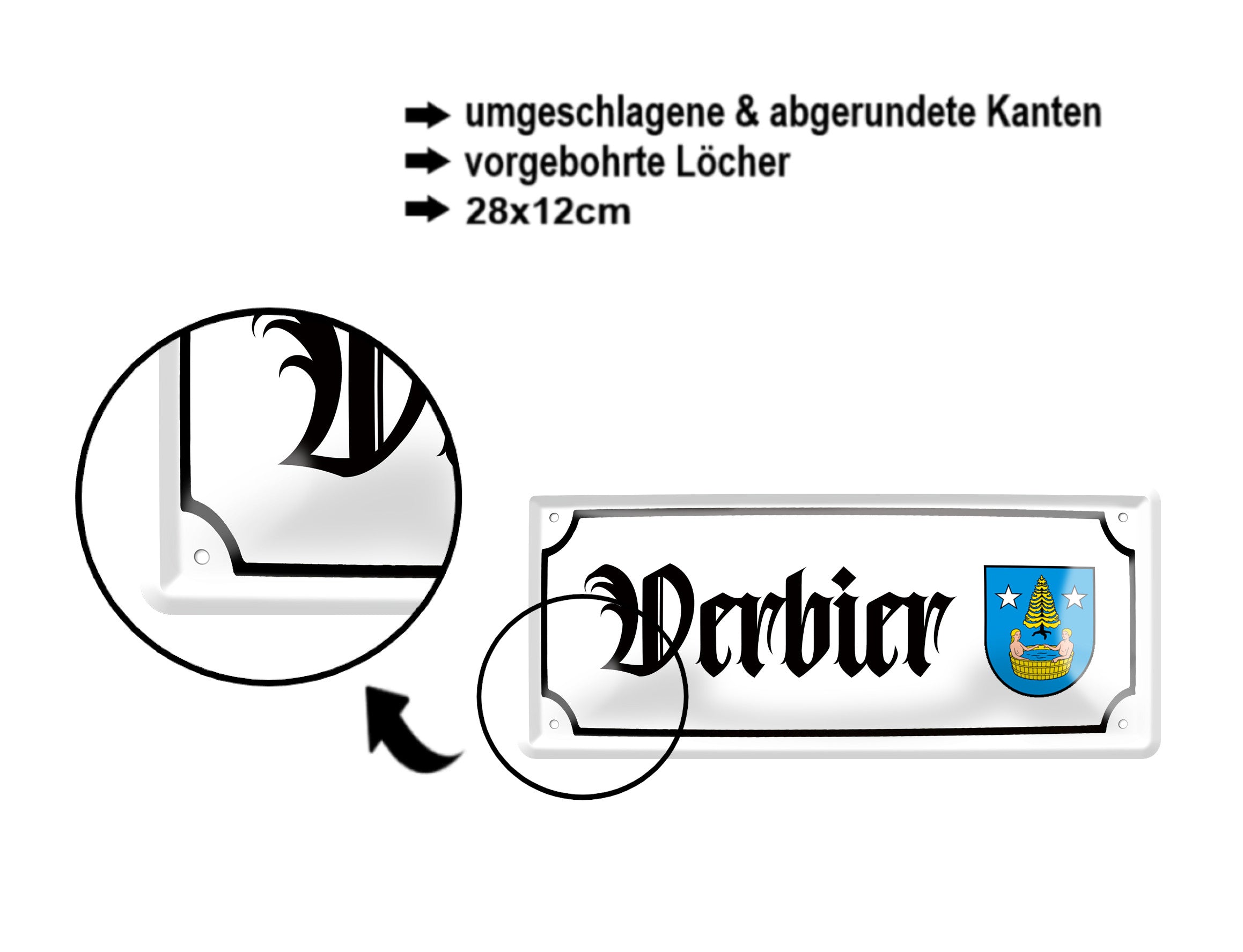 Blechschild ''Verbier (wappen)''28x12cm
