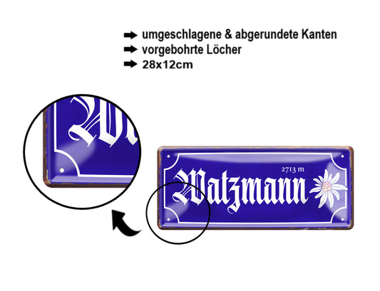 Blechschild ''Watzmann (blau)'' 28x12cm