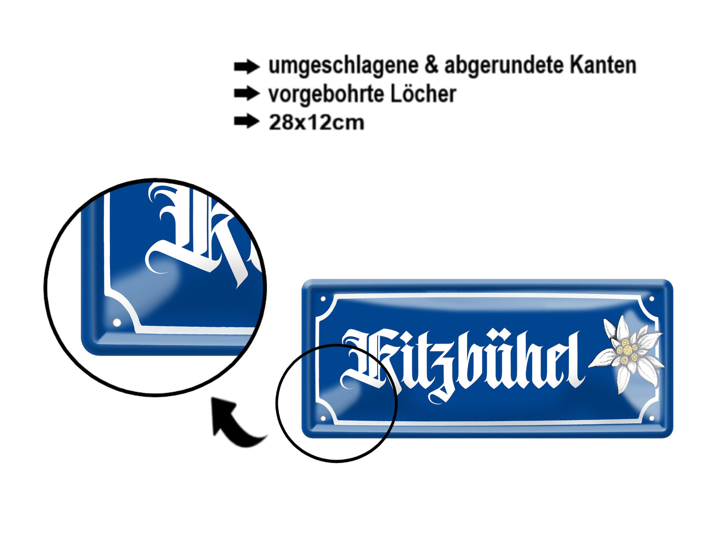 Blechschild ''Kitzbühel'' 28x12cm