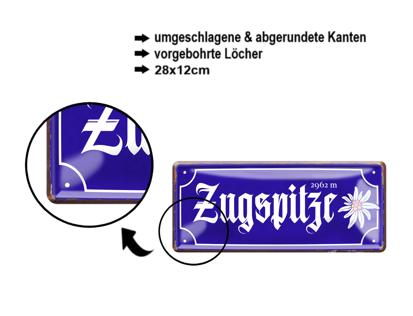 Blechschild ''Zugspitze'' 28x12cm