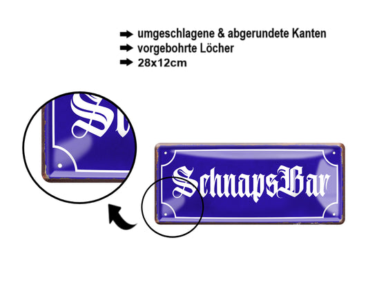 Blechschild ''Schnaps Bar'' 28x12cm