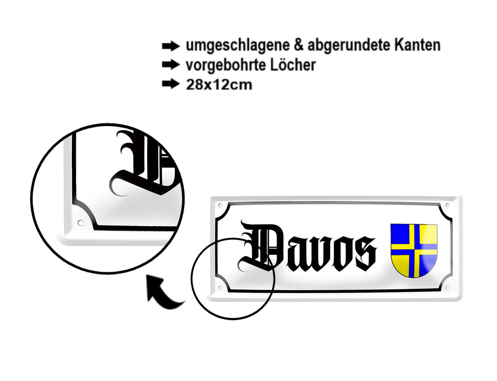 Blechschild ''Davos (wappen)'' 28x12cm