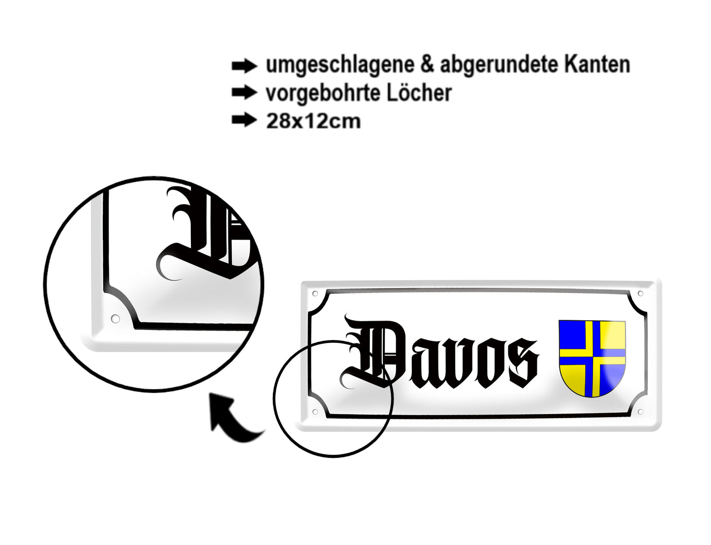 Blechschild ''Davos (wappen)'' 28x12cm