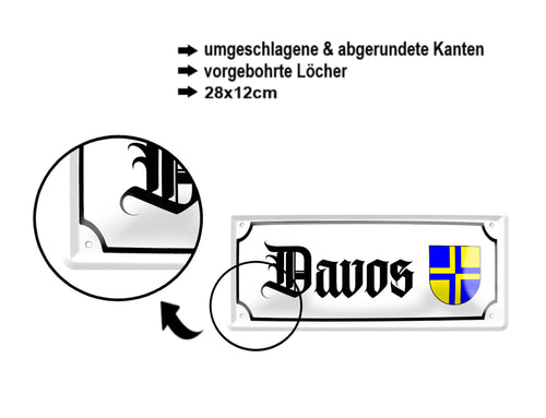 Blechschild ''Davos (wappen)'' 28x12cm