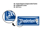 Blechschild ''Wanderlust (blau)'' 28x12cm