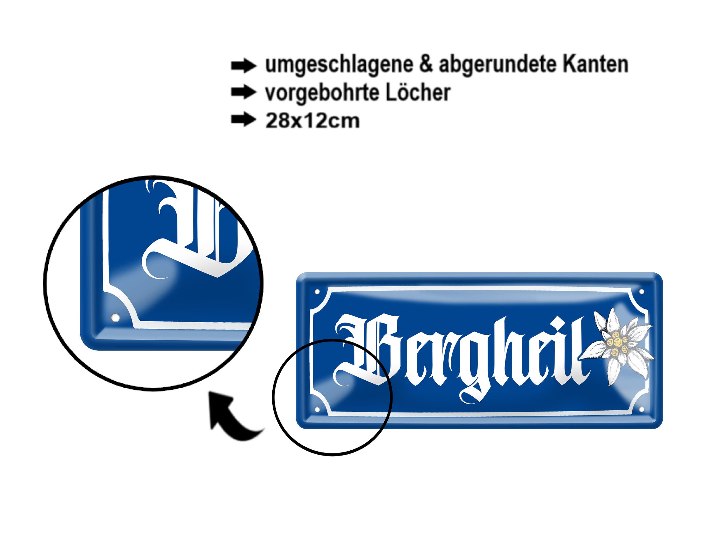 Blechschild ''Bergheil'' 28x12cm