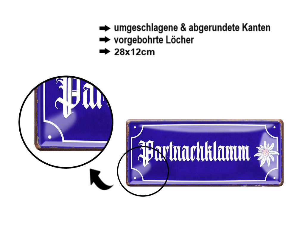 Blechschild ''Partnachklamm'' 28x12cm