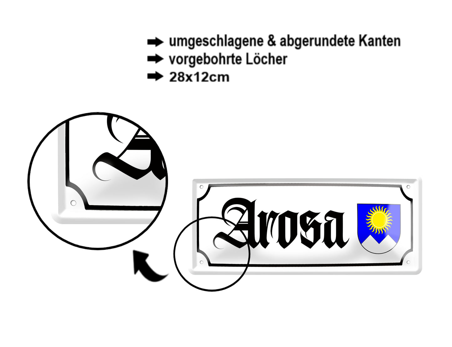 Blechschild ''Arosa (wappen)'' 28x12cm