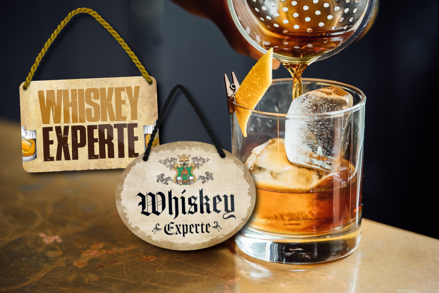 Blechschild ''Whiskey Experte'' 18x14cm