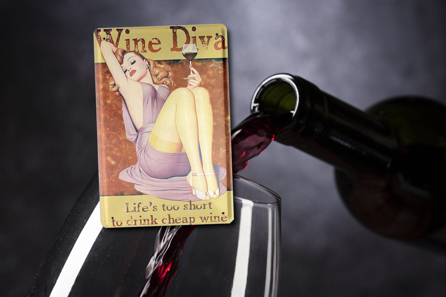 Blechschild ''Pinup Wine Diva'' 20x30cm