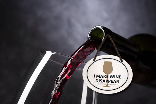 Blechschild ''I make wine disappear'' 18x14cm