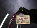 Blechschild ''Man nehme ein gutes Glas Wein.. Koch'' 18x12cm