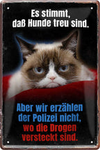 4252024218060 Schilderstore24 	Schilderstore24 Blechschilder sind perfekt als Geschenk zu Weihnachten, Geburtstage, Feiern, Partys, Grillabende, Namenstag, Feiertag, Mädelsabend, Hochzeit. Jederzeit stilvoll im Wohnzimmer, Partykeller, Garage, Praxis, Büro, Café, Hauseingang Haustier Tier Freund knuddelig Zuhause Katze Hund Hamster Meerschwein haustier ''Es stimmt, dass Hunde Treu sind (Katze)''		20x30cm
