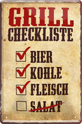 4252024215632 Schilderstore24 Schilderstore24 Blechschilder sind perfekt als Geschenk zu Weihnachten, Geburtstage, Feiern, Partys, Grillabende, Namenstag, Feiertag, Mädelsabend, Hochzeit. Jederzeit stilvoll im Wohnzimmer, Partykeller, Garage, Praxis, Büro, Café, Hauseingang Lebensmittel Kaffee Kuchen Tee Grill crepes teigware süßigkeit essen grill wurst	 ''Grill Checkliste''		20x30cm