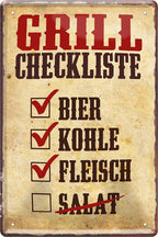 4252024215632 Schilderstore24 Schilderstore24 Blechschilder sind perfekt als Geschenk zu Weihnachten, Geburtstage, Feiern, Partys, Grillabende, Namenstag, Feiertag, Mädelsabend, Hochzeit. Jederzeit stilvoll im Wohnzimmer, Partykeller, Garage, Praxis, Büro, Café, Hauseingang Lebensmittel Kaffee Kuchen Tee Grill crepes teigware süßigkeit essen grill wurst	 ''Grill Checkliste''		20x30cm