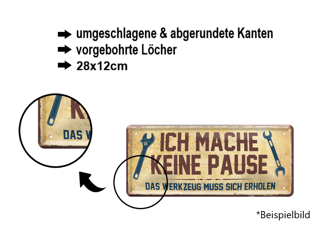 Tin sign "Bavarian rule of three" 28x12cm