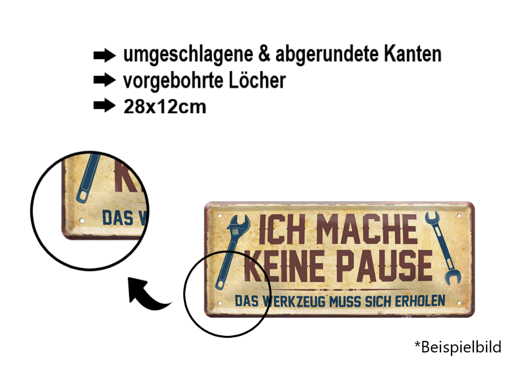 Tin sign "A warm beer is colder than none at all" 28x12cm