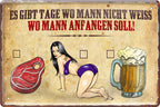 4252024219685 Schilderstore24 Schilderstore24 Blechschilder sind perfekt als Geschenk zu Weihnachten, Geburtstage, Feiern, Partys, Grillabende, Namenstag, Feiertag, Mädelsabend, Hochzeit. Jederzeit stilvoll im Wohnzimmer, Partykeller, Garage, Praxis, Büro, Café, Hauseingang Sarkasmus Ironie Funny Schwarzer Humor faul dumm fun rente lästern teufel	 ''Es gibt Tage (Fleisch, Frau, Bier)''		20x30cm
