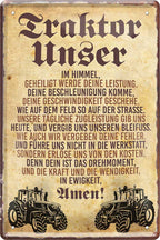 4252024219357 Schilderstore24 Schilderstore24 Blechschilder sind perfekt als Geschenk zu Weihnachten, Geburtstage, Feiern, Partys, Grillabende, Namenstag, Feiertag, Mädelsabend, Hochzeit. Jederzeit stilvoll im Wohnzimmer, Partykeller, Garage, Praxis, Büro, Café, Hauseingang Traktor Maschine Landmaschine Feld bauer landwirt landwirtschaft schlepper	 ''Traktor Unser''		20x30cm
