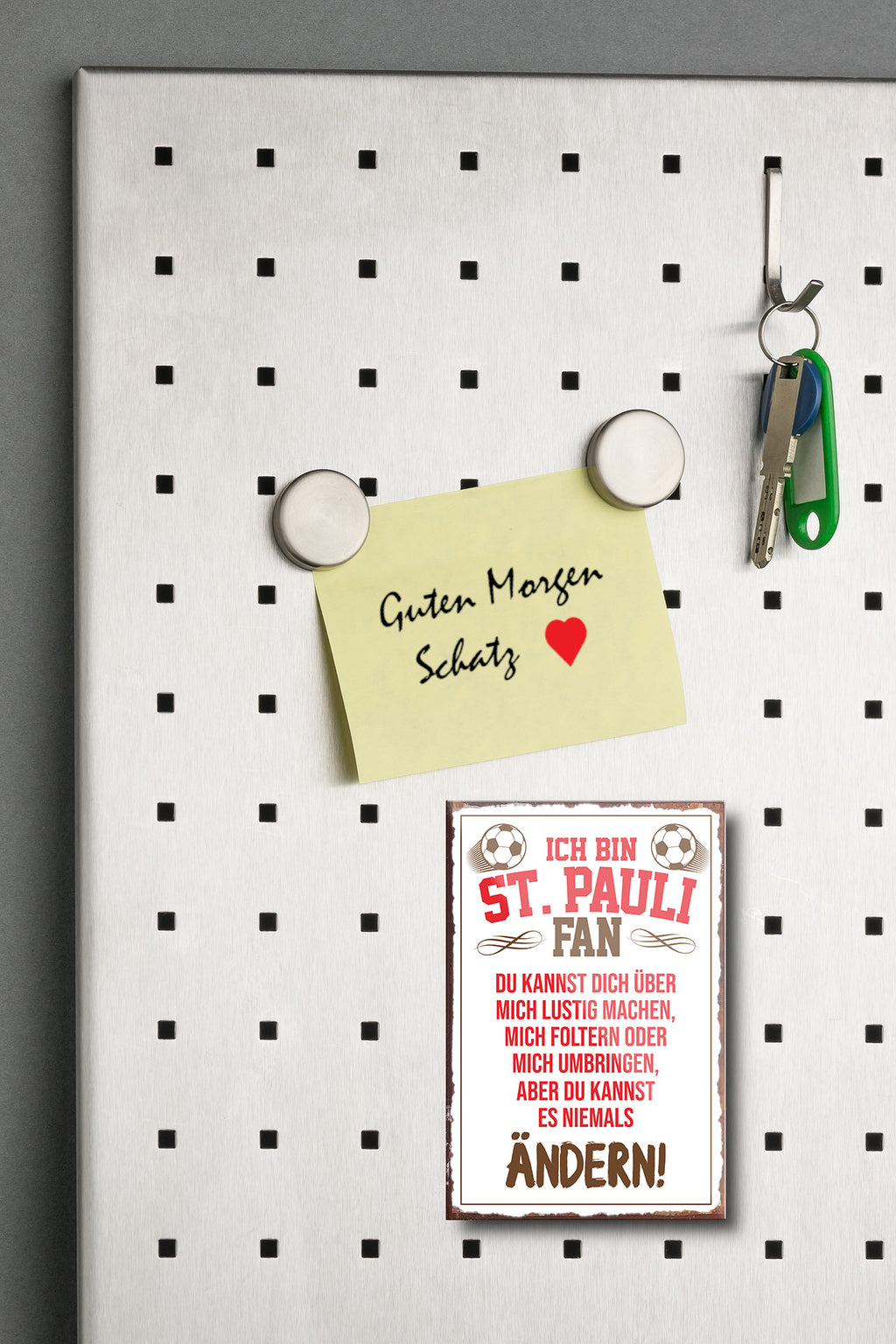 Magnet ''ST. Pauli Fan (roter text)'' 9x6x0,3cm