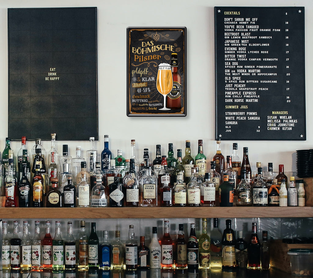 Tin sign "The Bohemian Pilsner with bottle" 20x30cm