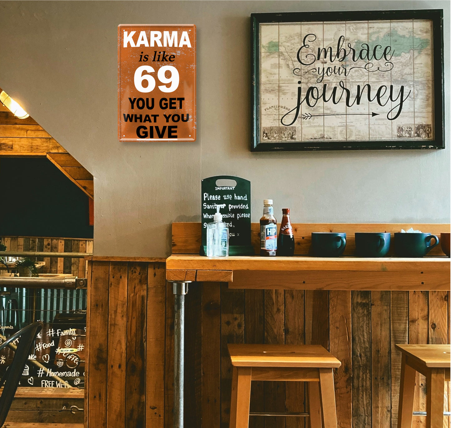 Tin sign ''Karma is like 69 you get what you give'' 20x30cm