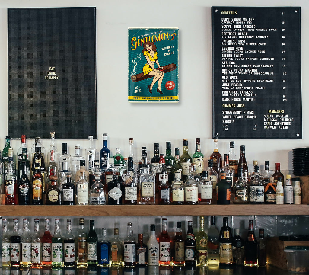 Blechschild ''Exclusiv party for Gentelman Whiskey & Cigares'' 20x30cm