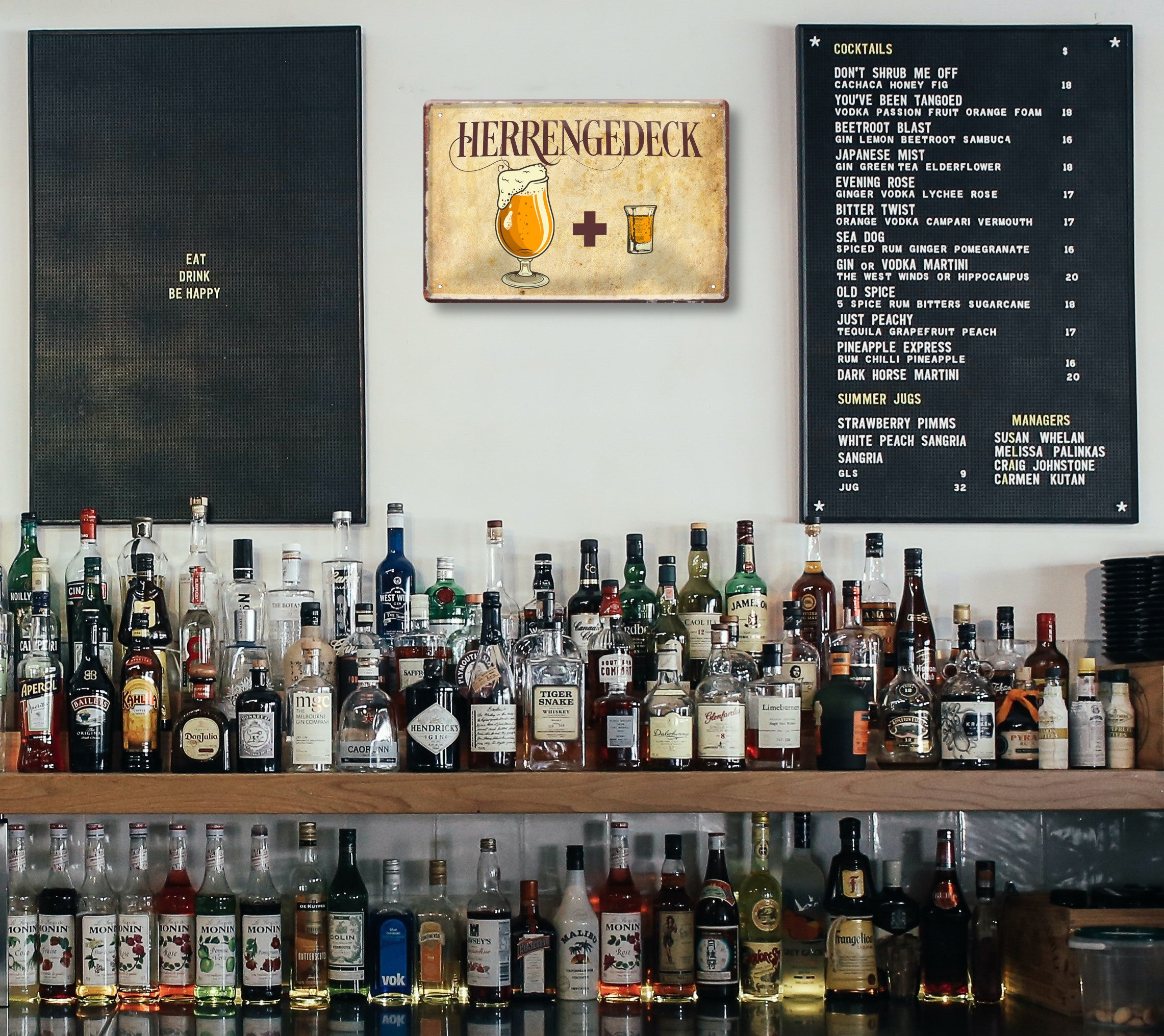 Blechschild ''Herrengedeck Bier und Schnaps'' 20x30cm