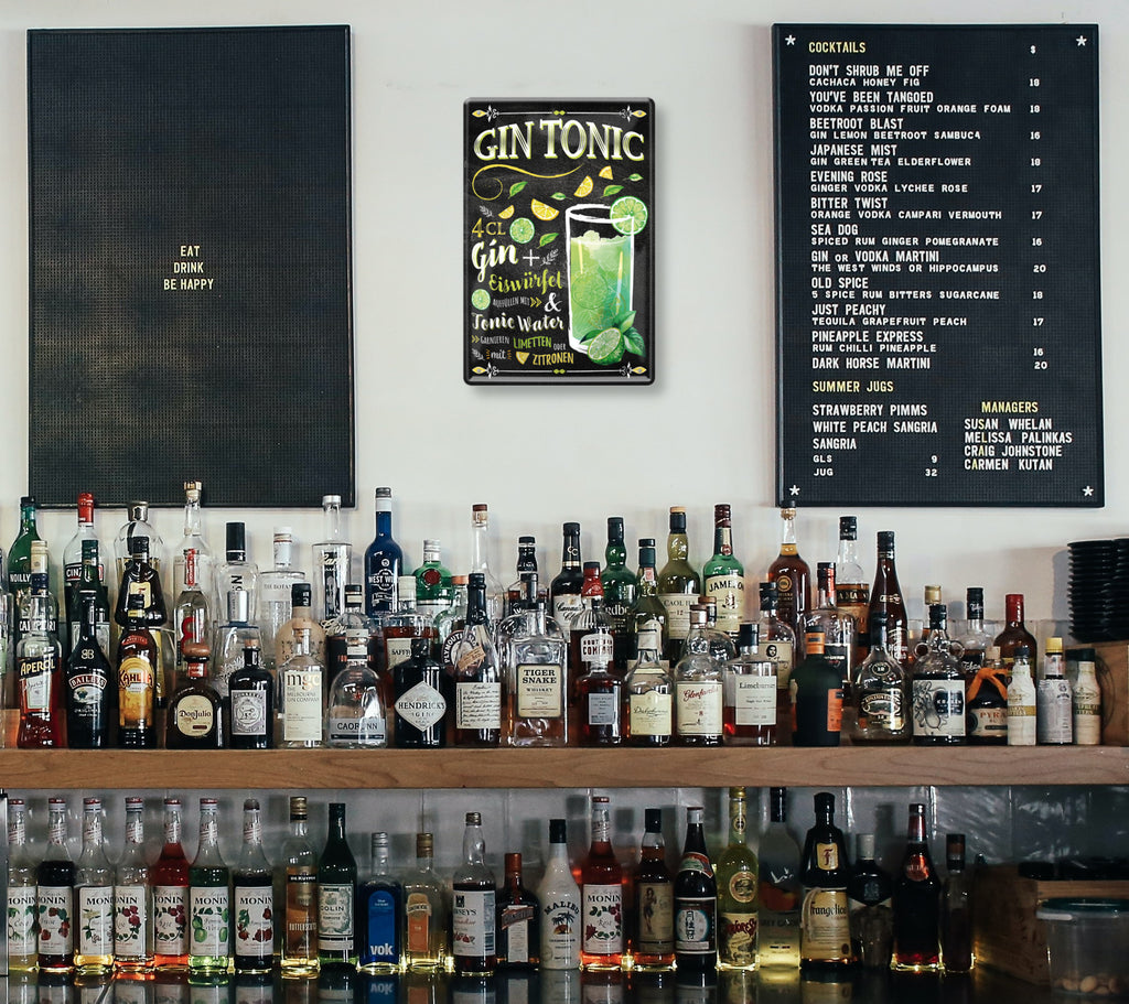 Blechschild ''Gin Tonic (schwarz)'' 20x30cm