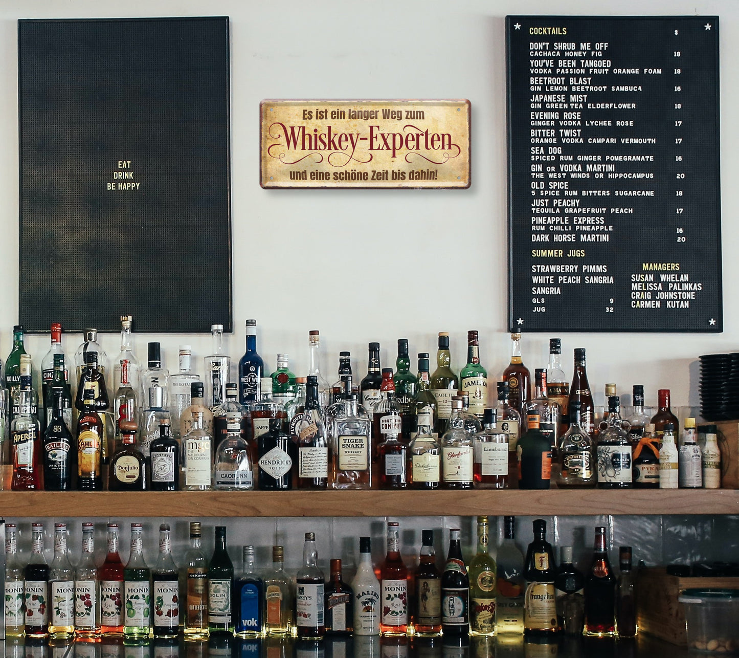 Blechschild ''Es ist ein langer Weg zum Whiskey-Experten'' 28x12cm