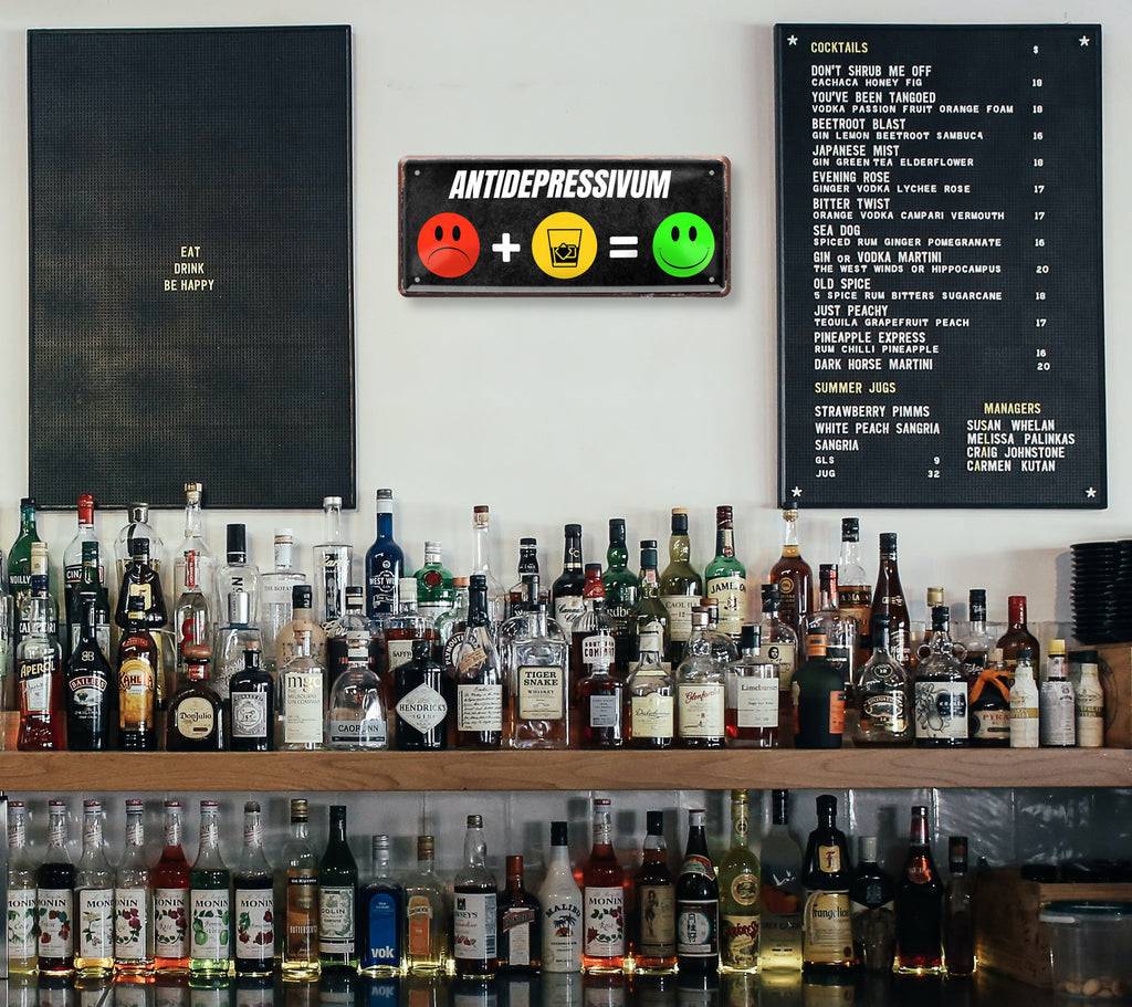 Blechschild ''Antidepressivum Whiskey'' 28x12cm