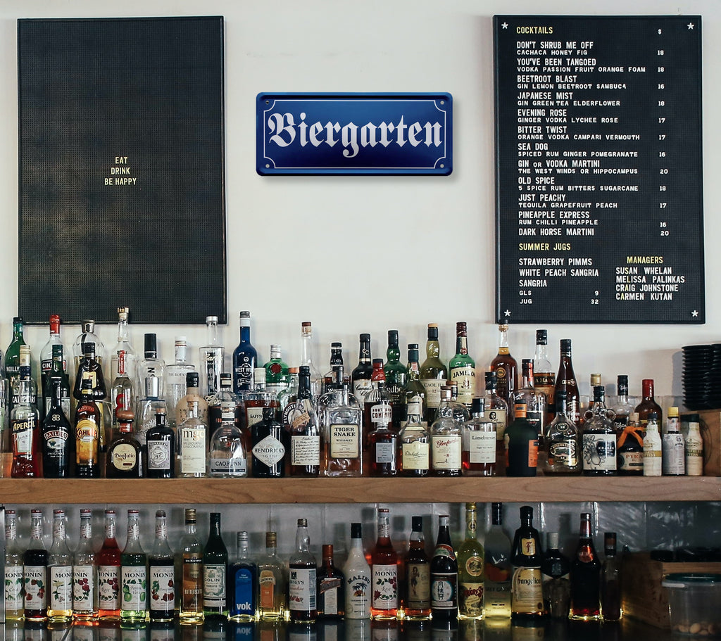 Blechschild ''Biergarten (altdeutsche schrift)'' 28x12cm