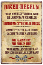 4252024220209 Schilderstore24 Schilderstore24 Blechschilder sind perfekt als Geschenk zu Weihnachten, Geburtstage, Feiern, Partys, Grillabende, Namenstag, Feiertag, Mädelsabend, Hochzeit. Jederzeit stilvoll im Wohnzimmer, Partykeller, Garage, Praxis, Büro, Café, Hauseingang Mechaniker Auto Motorrad Werkstatt auto werkstatt tüfteln schrauber	 ''Biker Regeln''		20x30cm