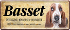 4252024224061 Schilderstore24 	Schilderstore24 Blechschilder sind perfekt als Geschenk zu Weihnachten, Geburtstage, Feiern, Partys, Grillabende, Namenstag, Feiertag, Mädelsabend, Hochzeit. Jederzeit stilvoll im Wohnzimmer, Partykeller, Garage, Praxis, Büro, Café, Hauseingang Haustier Tier Freund knuddelig Zuhause Katze Hund Hamster Meerschwein haustier ''Basset''		28x12cm