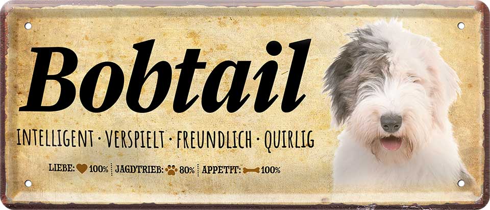 4252024224108 Schilderstore24 	Schilderstore24 Blechschilder sind perfekt als Geschenk zu Weihnachten, Geburtstage, Feiern, Partys, Grillabende, Namenstag, Feiertag, Mädelsabend, Hochzeit. Jederzeit stilvoll im Wohnzimmer, Partykeller, Garage, Praxis, Büro, Café, Hauseingang Haustier Tier Freund knuddelig Zuhause Katze Hund Hamster Meerschwein haustier ''Bobtail''		28x12cm