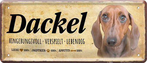 4252024224191 Schilderstore24 Schilderstore24 Blechschilder sind perfekt als Geschenk zu Weihnachten, Geburtstage, Feiern, Partys, Grillabende, Namenstag, Feiertag, Mädelsabend, Hochzeit. Jederzeit stilvoll im Wohnzimmer, Partykeller, Garage, Praxis, Büro, Café, Hauseingang Haustier Tier Freund knuddelig Zuhause Katze Hund Hamster Meerschwein haustier	 ''Dackel''		28x12cm