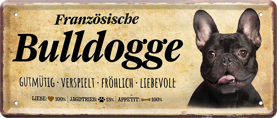 4252024224269 Schilderstore24 Schilderstore24 Blechschilder sind perfekt als Geschenk zu Weihnachten, Geburtstage, Feiern, Partys, Grillabende, Namenstag, Feiertag, Mädelsabend, Hochzeit. Jederzeit stilvoll im Wohnzimmer, Partykeller, Garage, Praxis, Büro, Café, Hauseingang Haustier Tier Freund knuddelig Zuhause Katze Hund Hamster Meerschwein haustier	 ''Französische Bulldogge''		28x12cm